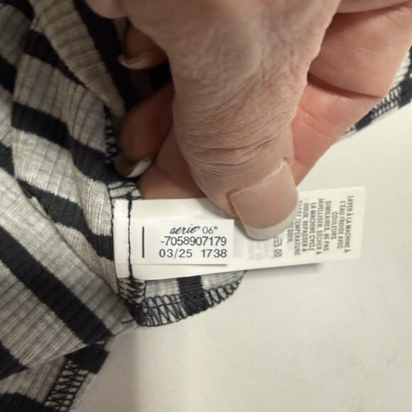Offline by Aerie THUMBS UP POLO MAXI DRESS Size S Gray Stripe Short Sleeve NEW - Picture 10 of 11